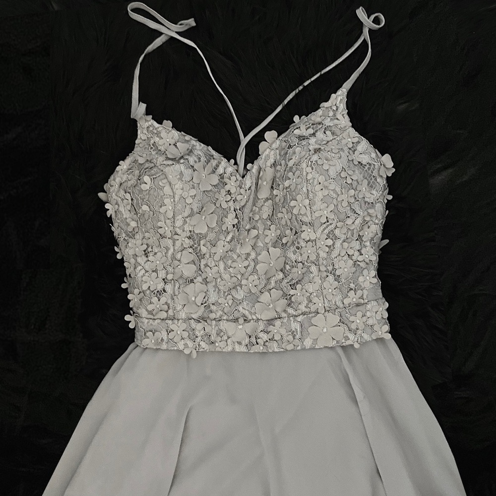 Embellished long floral dress